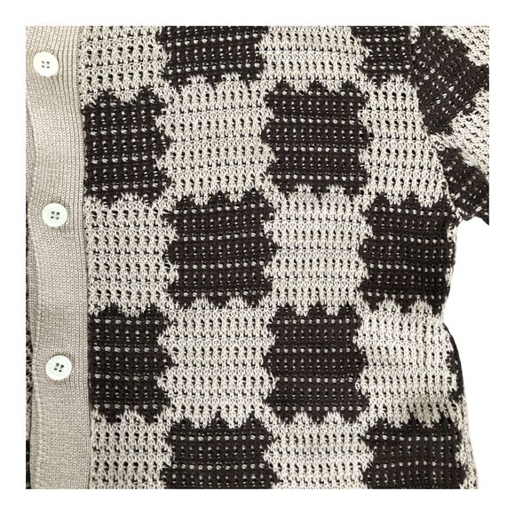 Massive Luxury Edition NWT Brown & Beige Knit Modern Button Up Casual Shirt Sz L - Picture 4 of 12